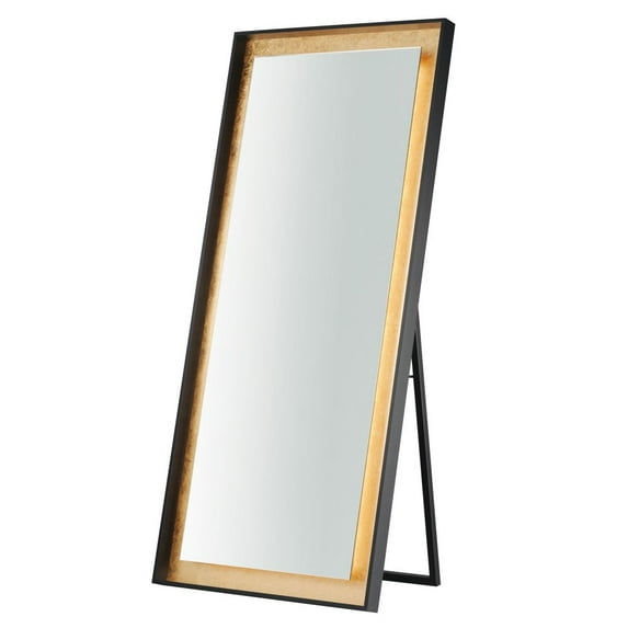 ET2 E42046-GLBK 30 x 67 in. Floating LED Mirror, Gold Leaf & Black