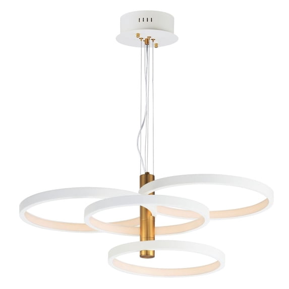 ET2 E24326-WTGLD Hoopla 4-Light LED Pendant, White & Gold