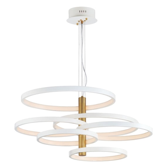 ET2 E24327-WTGLD Hoopla 6-Light LED Pendant, White & Gold