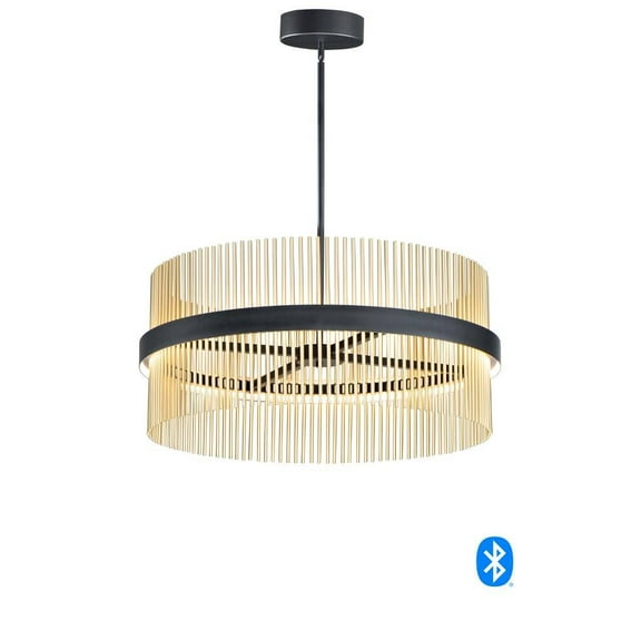ET2 Lighting - Chimes - 33.75 Inch 146W 2 LED Pendant-Black/Satin Brass Finish