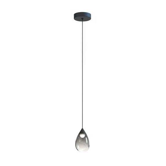 E21561-142BK-ET2 Lighting-Dewdrop - 7W 1 LED Mini Pendant-6.75 Inches Tall and 4 Inches Wide-Black Finish-Graduating Smoke Glass Color