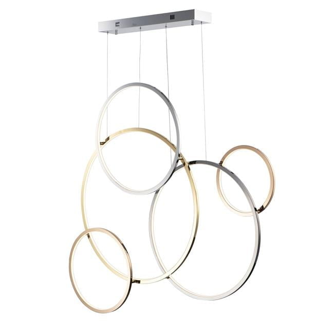 Elegance Union Multi-Plated Aluminum 5-Light LED Pendant