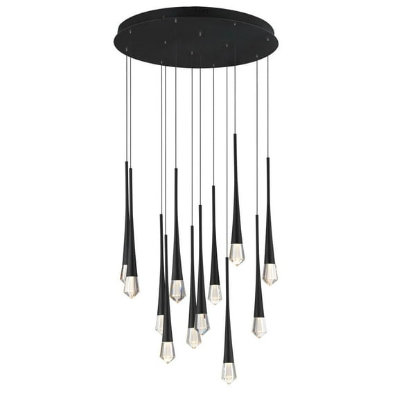 ET2 Lighting E24229-122BK Pierce - 36W 12 LED Pendant-19 Inches Tall and 24.75 Inches Wide Black