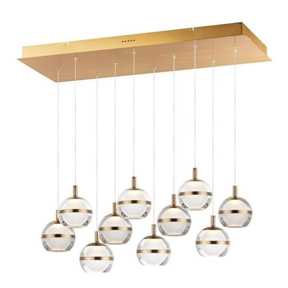 ET2 Lighting E24599-93NAB Swank LED 10-Light Linear Pendant, Natural Aged Brass