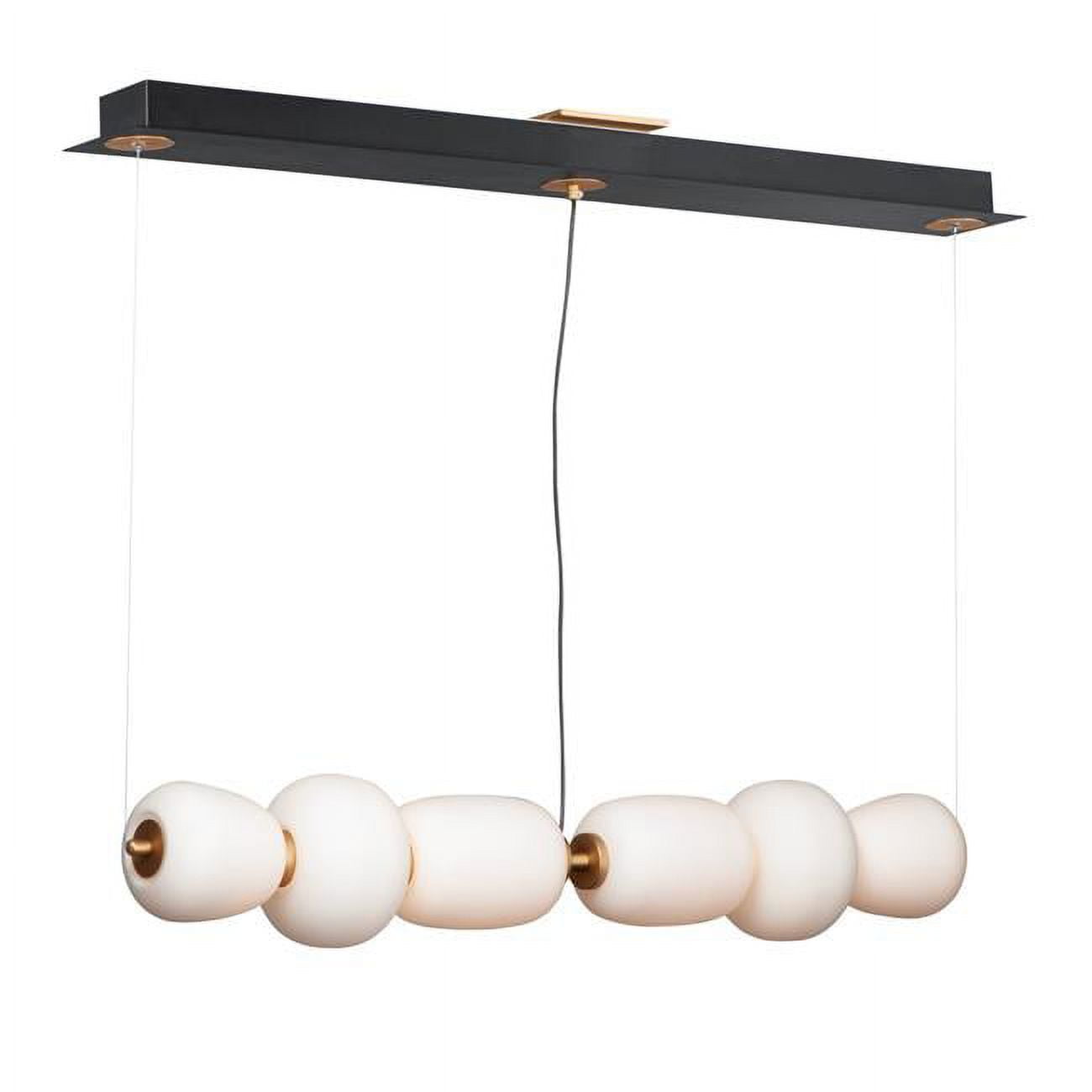 Soji Contemporary Black and Gold LED Island Pendant with Satin White Glass