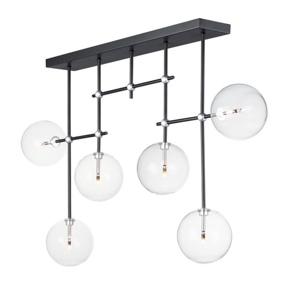 ET2 Lighting E25078-18BKSN Global 6-Light LED Flush Mount - Black & Satin Nickel