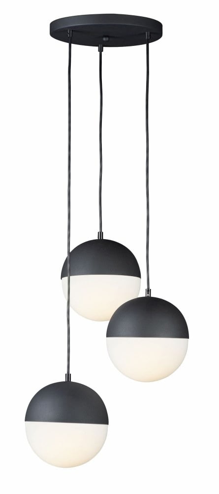 Satin White Glass & Black Nickel Globe Island LED Pendant