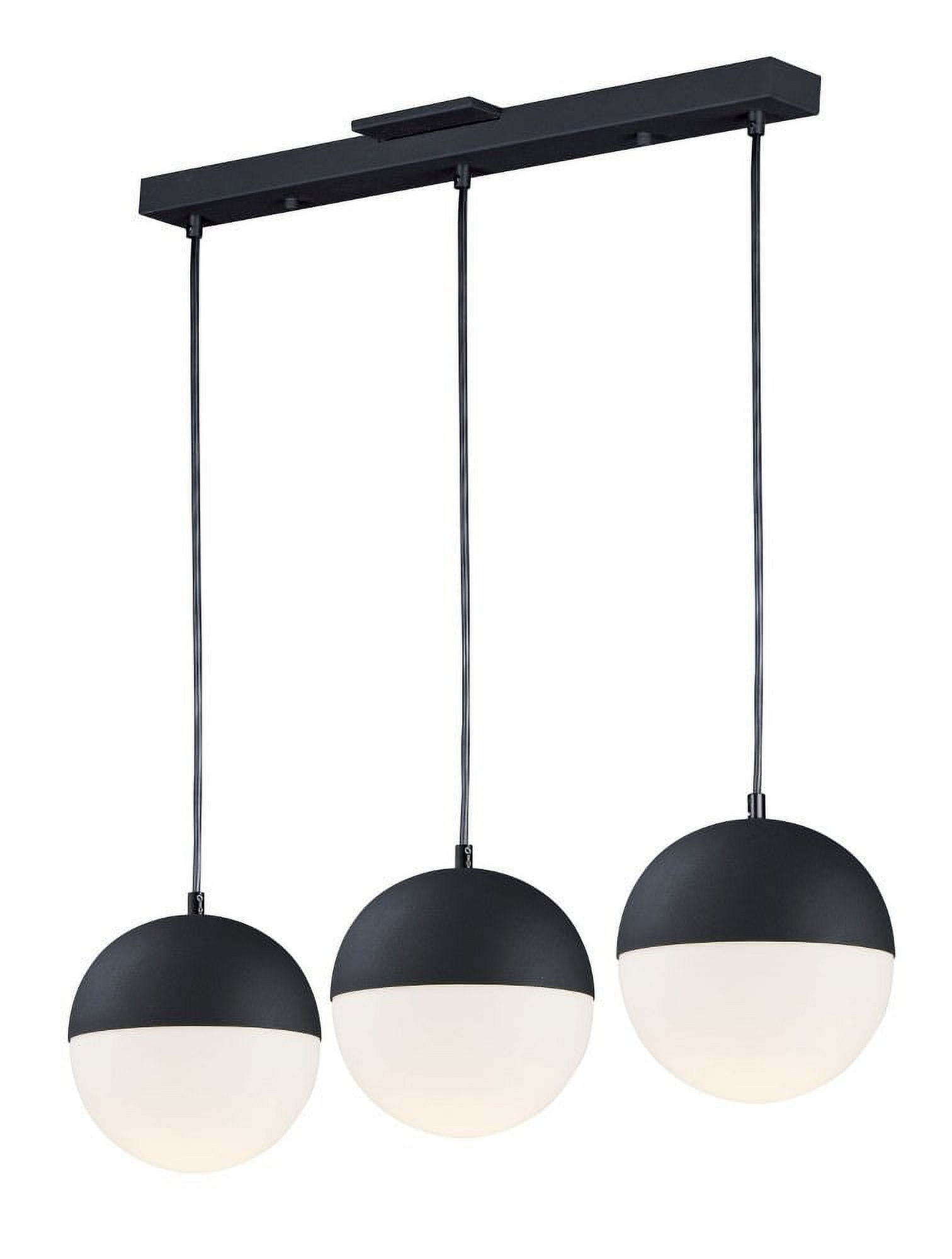 Sleek Modern Black Nickel 3-Light LED Pendant with Satin White Glass