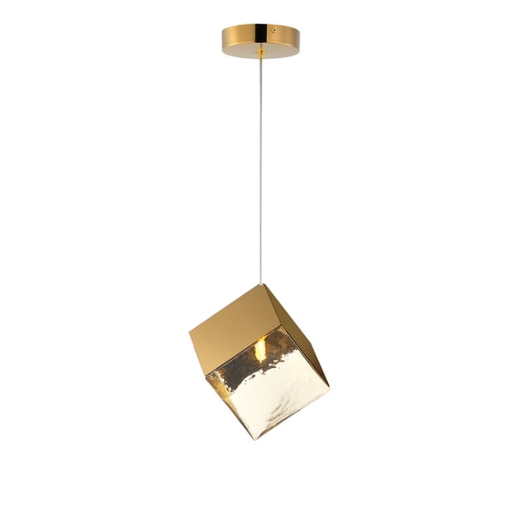 E24681-26FG-ET2 Lighting-Ice Cube - 3W 1 LED Pendant-8.75 Inches Tall and 7 Inches Wide-French Gold Finish -Traditional Installation