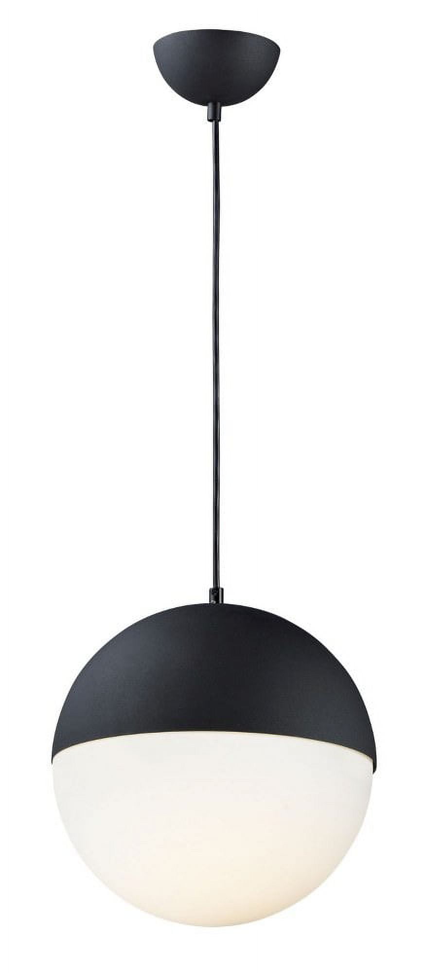 Half Moon 11.75" Satin White Glass & Black Nickel LED Island Pendant