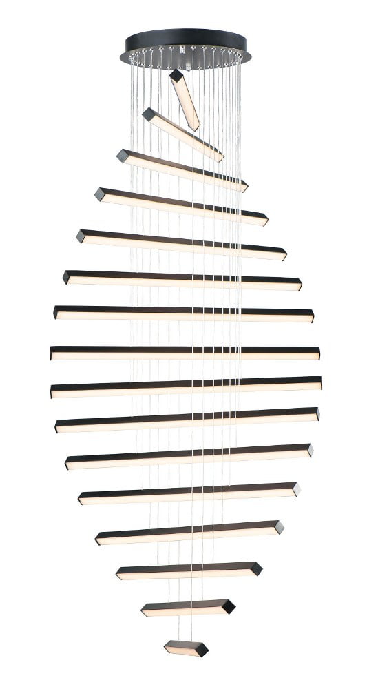 Modern Black Aluminum 16-Light LED Pendant with Acrylic Diffusers