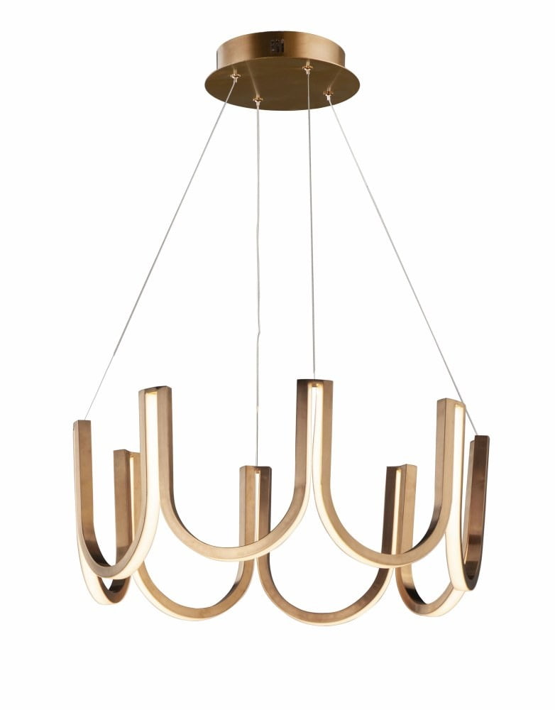 Contemporary Brushed Champagne LED Drum Pendant Light
