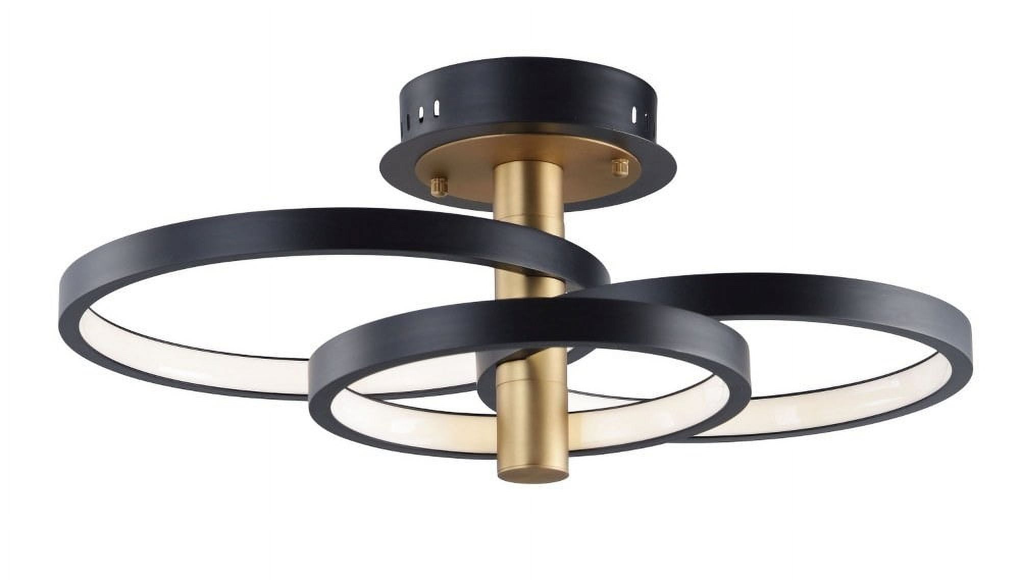 Hoopla 3-Light Black and Gold Aluminum LED Semi-Flush Mount