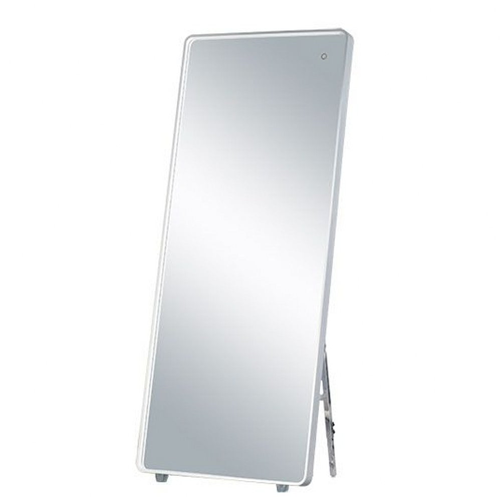 Rectangular Brushed Aluminum LED Bathroom Mirror with Frosted Glass