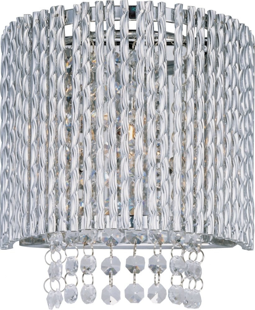Polished Chrome Crystal Beaded 1-Light Wall Sconce