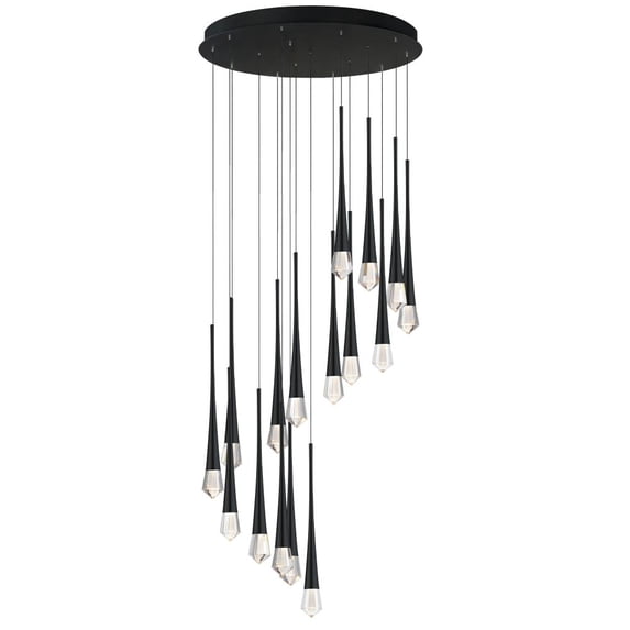 E24230-122BK ET2 Lighting Pierce - 48W 16 LED Chandelier-19 Inches Tall and 24.75 Inches Wide-Black Finish