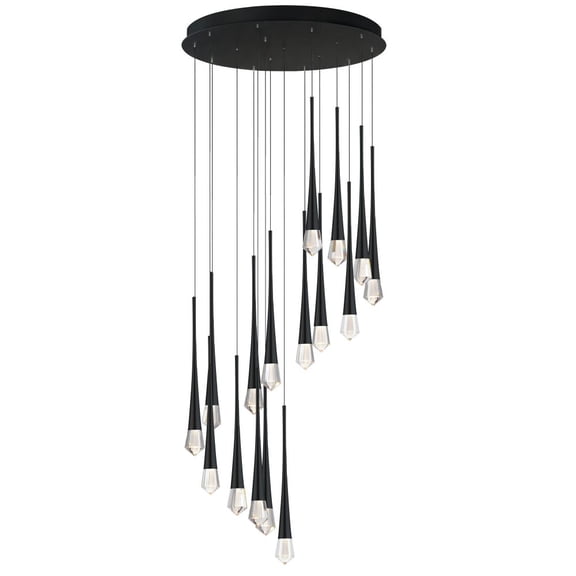E24230-122BK ET2 Lighting Pierce - 48W 16 LED Chandelier-19 Inches Tall and 24.75 Inches Wide-Black Finish