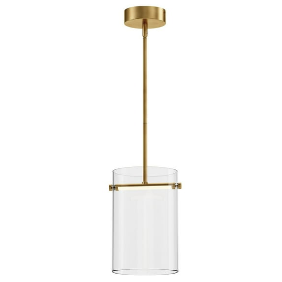 E26381-18GLD-ET2 Lighting-Polo - 10W 1 LED Mini Pendant-12 Inches Tall and 7.75 Inches Wide-Gold Finish-Clear Glass Color