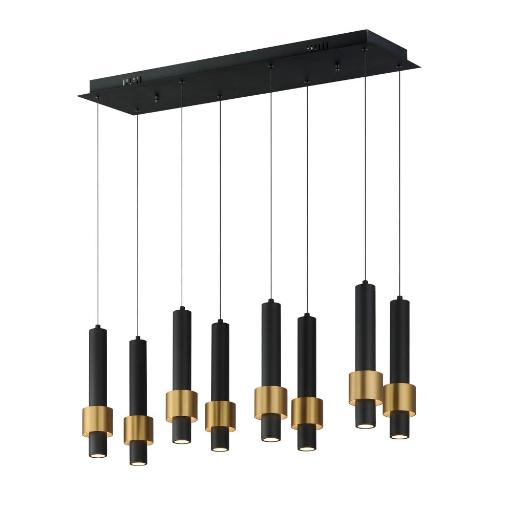 Black and Gold Aluminum LED 8-Light Island Pendant