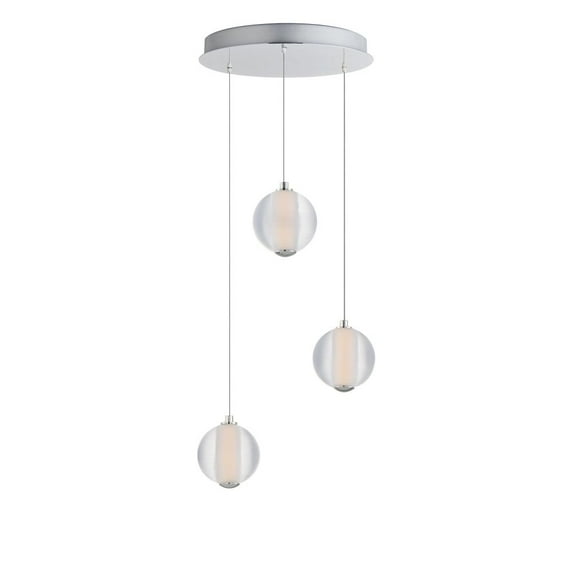 E24643-144PC-ET2 Lighting-Rhythm - 15W 3 LED Pendant-5 Inches Tall and 11.75 Inches Wide-Polished Chrome Finish-Clear Ribbed Glass Color