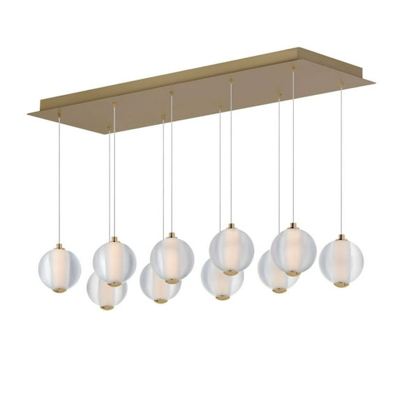 E24648-144GLD-ET2 Lighting-Rhythm - 50W 10 LED Linear Pendant-5 Inches Tall and 11 Inches Wide-Gold Finish-Clear Ribbed Glass Color
