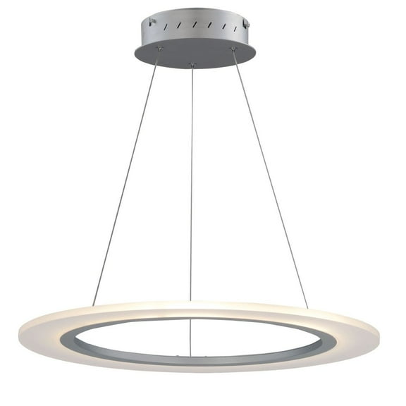 ET2 Lighting Saturn II - 23.75" 24W 1 LED Pendant, Matte Silver Finish with Matte White Glass
