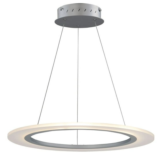 ET2 Lighting Saturn II - 23.75" 24W 1 LED Pendant, Matte Silver Finish with Matte White Glass