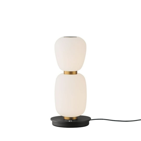 ET2 E25166-92BKGLD Soji-Single Satin White LED Pendant - Black & Gold