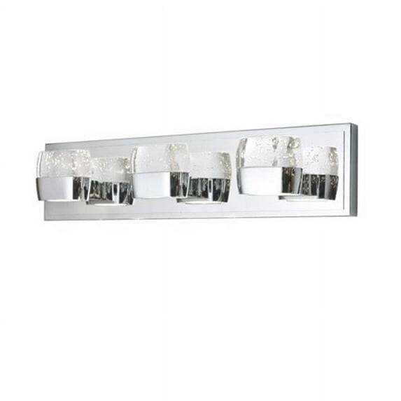ET2 Volt Led 6 Light Polished Chrome Bath Vanity Wall Light - Etched & Bubble Glass - 21 in.