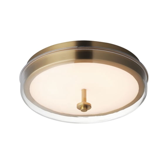 E24660-18NAB ET2 Lighting Voto - 16W 1 LED Flush Mount-4.25 Inch Tall and 12 Inch Wide-Natural Aged Brass Finish-Clear Glass Color
