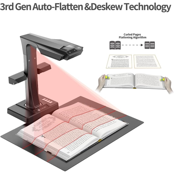 ET24 Pro Professional Book/Document Scanner 24MP HD Camera Capture A3 Support HDMI Compatible with Windows//MacOS/Lunix