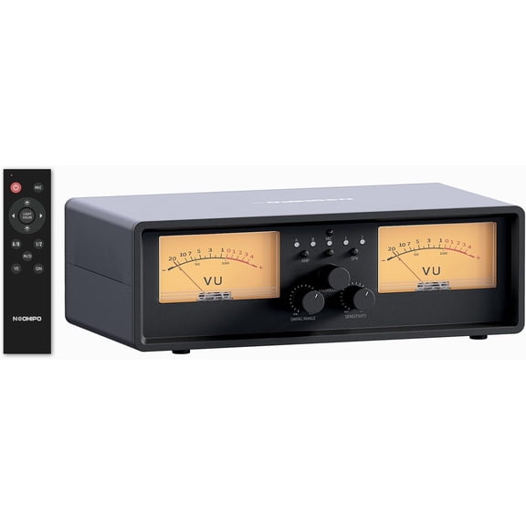 ET30 VU Meter Amplifier Speaker Selector Switch Box, 2 in 2 Out Vintage Switcher, with DB Panel Display for Stereo Class A, B, AB, D