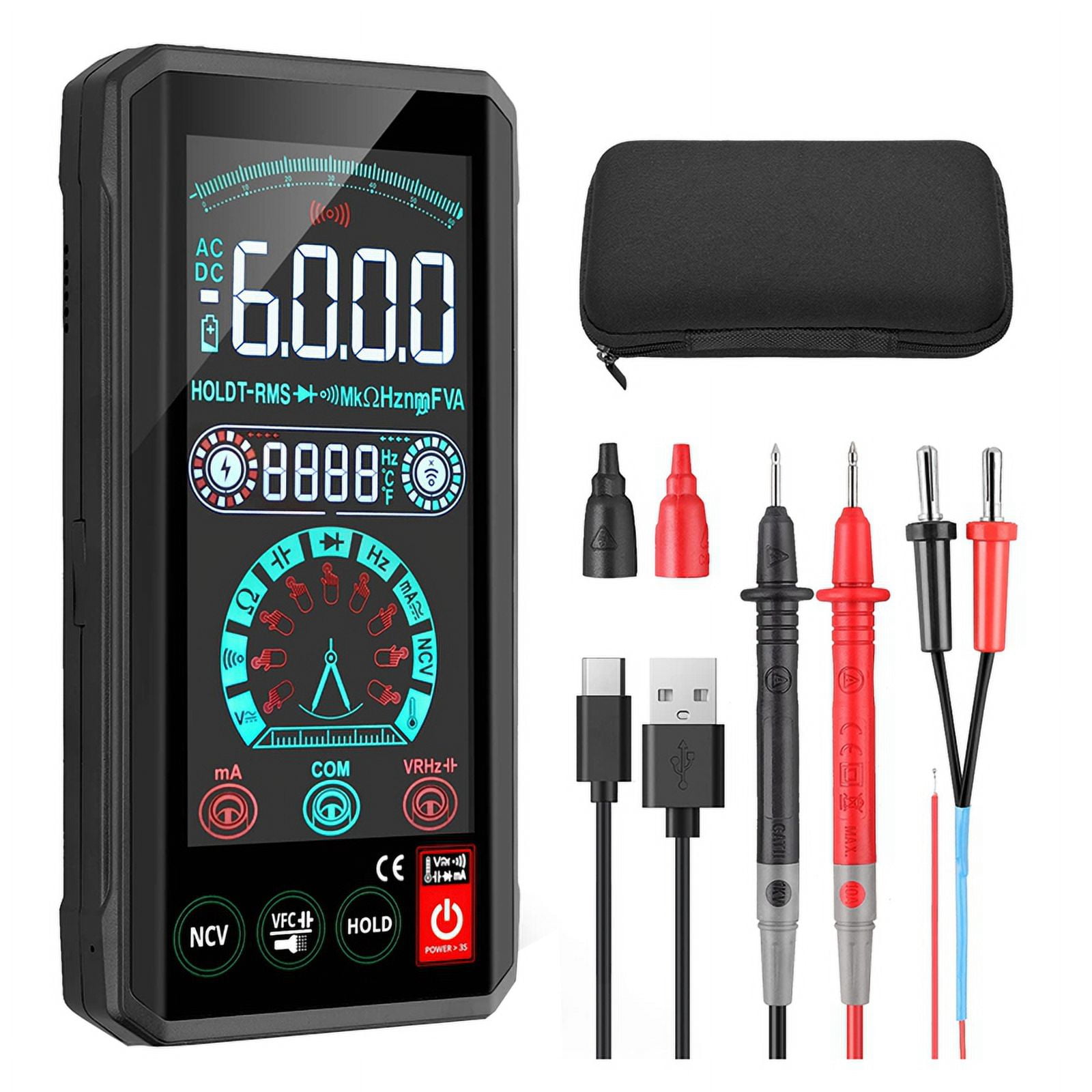 ET8198D Digital Smart Multimeter 4.4In Touch Screen DC AC Voltage