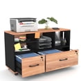 thumbnail image 1 of ETASE 2 Drawer File Cabinets for Home Office, Lockable Lateral Filing Cabinet Printer Stand with Adjustable Shelf & Lockable Wheels, Office Storage Cabinet Fits Files Letter/Legal/F4/A4 Size, Brown, 1 of 11