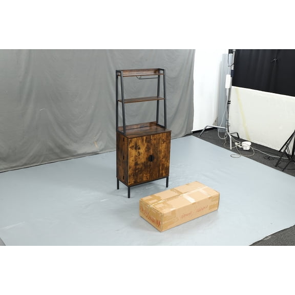 ETASE 58'' Pantry Cabinets with Microwave Shelves, Freestanding Kitchen Storage Cabinet with Adjustable Shelves, Buffet Cupboards for Kitchen/Dining Room/Living Room, Brown