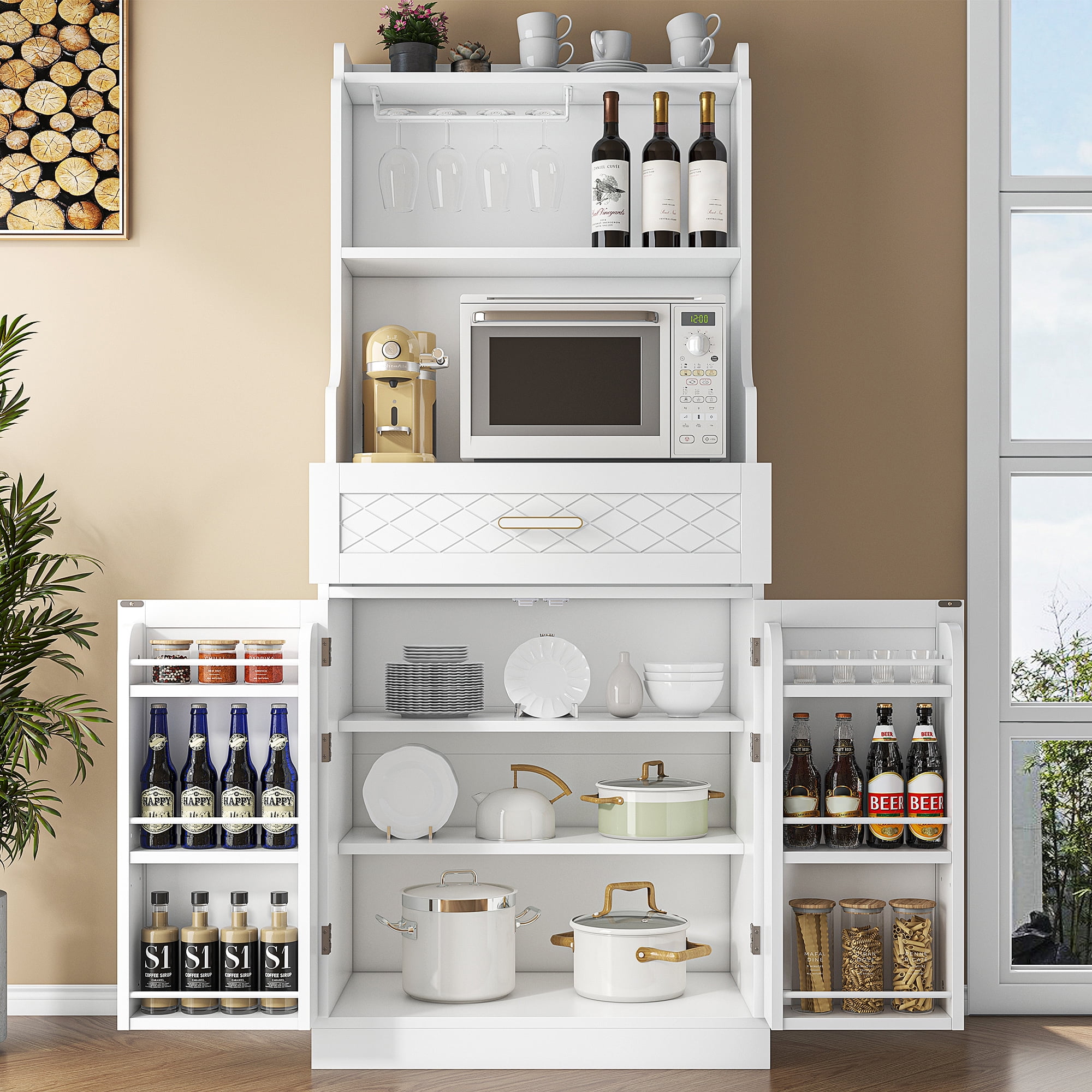 Kitchen microwave stand with storage discount