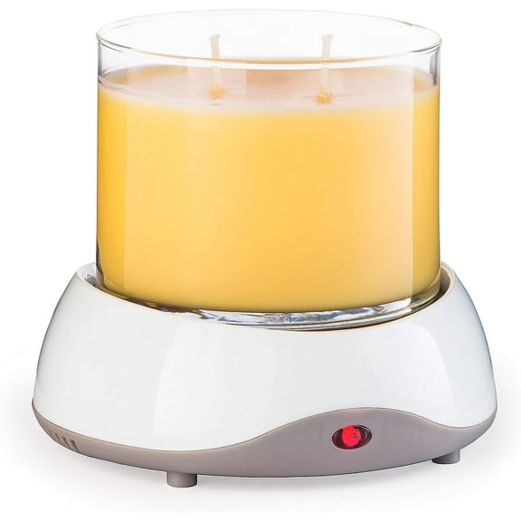 ETC. Auto Shutoff Candle Warmer Plate (White, Plug-in) Modern Candle Wax Warmer with 8-Hour Timer