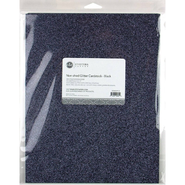 ETC Papers Non-Shed Glitter Cardstock 8.5X11 10/Pkg-Black 