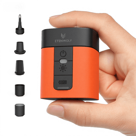 ETENWOLF Mini Electric Air Pump for Inflatables,with 2600 mAh Battery & Camping Light,Ultra-Fast USB Rechargeable Inflate Deflate Pump for Mattress