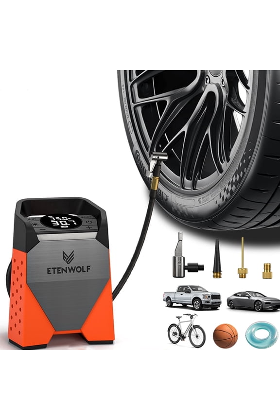 Tire Inflator Portable Air Compressor , 7800mAh Battery Powered,160PSI Cordless Air Pump for Car Tires with Digital Gauge, Auto Shut-Off, for Car, Bike, Motorcycle