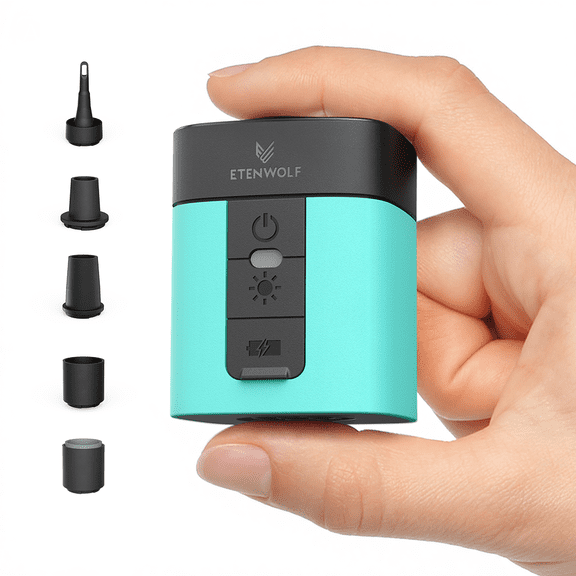 ETENWOLF Mini Electric Air Pump for Inflatables,with 2600 mAh Battery & Camping Light,Ultra-Fast USB Rechargeable Inflate Deflate Pump for Mattress