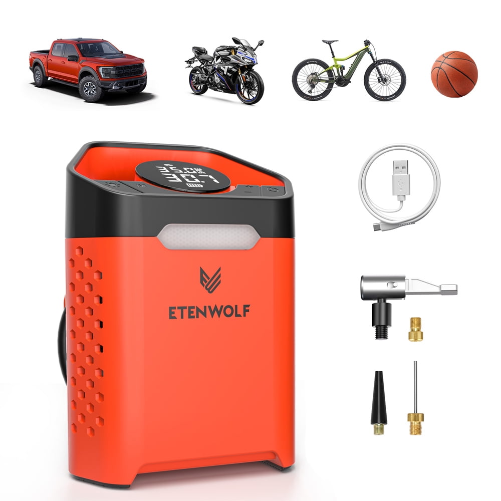 ETENWOLF Tire Inflator Portable Air Compressor, 1 Min Fast Inflation & 100% Duty Cycle, Air Pump for Cars, SUVs, Bikes, Balls