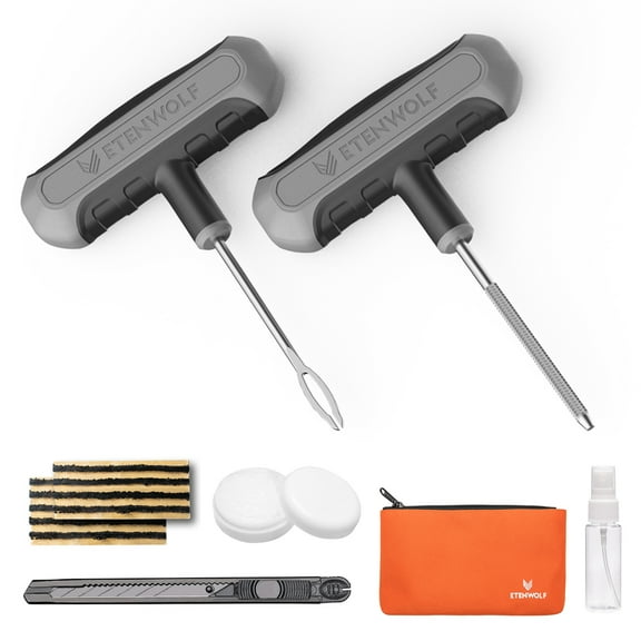 ETENWOLF Universal Tire repair Plug Kit,Heavy Duty Car Emergency Tool Kit for Flat Tire Puncture Repair - Vehiclex Essential Kit for Car, Motorcycle