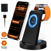 ETEPEHI 18W Wireless Charger for iPhone - 3 in 1 Charging Station Compatible with iPhone 17/16e/16/15/14/13/12 Pro Max, for iWatch & Air Pods 4 3 Pro, Black