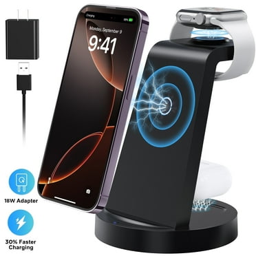 ETEPEHI 18W Wireless Charger: 3 in 1 Charging Station Compatible with iPhone 16e 16 15 14 13 12 11 X Pro Max - Fast Charging Dock Compatible for Apple Watch & AirPods 4 3 Pro