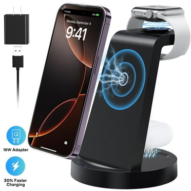 ETEPEHI 18W Wireless Charger: 3 in 1 Charging Station Compatible with iPhone 16e 16 15 14 13 12 11 X Pro Max - Fast Charging Dock Compatible for Apple Watch & AirPods 4 3 Pro