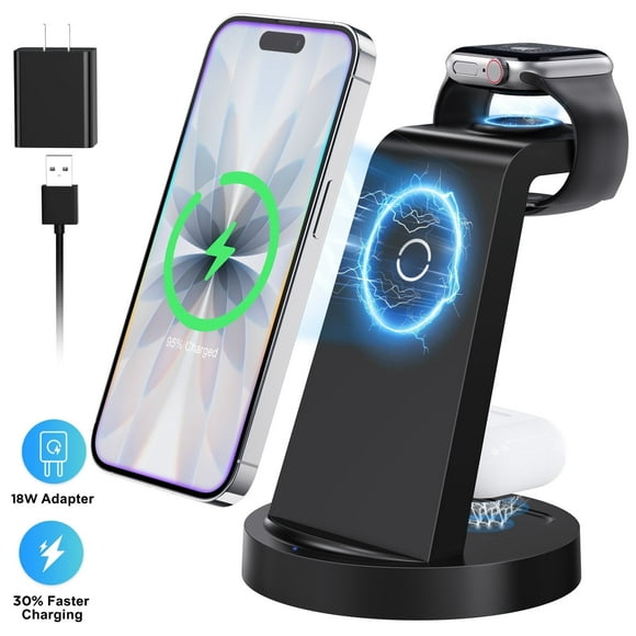 18W Wireless Charger - ETEPEHI 3 in 1 Charging Station Compatible with iPhone 17 16e 16 15 14 13 12 11 X Pro Max - Fast Charging Dock Compatible for Apple Watch & AirPods 4 3 Pro