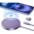 thumbnail image 1 of ETEPEHI Fast Charging Pad - Wireless Charger Compatible for iphone & AirPods 3/2/Pro, Purple, 1 of 8