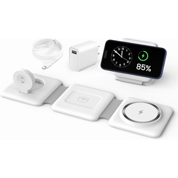 ETEPEHI Magnetic Wireless Charger Compatible for iPhone: Fodable 3 in 1 Charging Station Compatible for 17 16 15 14 13 12 Pro Max Plus & Airpod, Travel Essentials