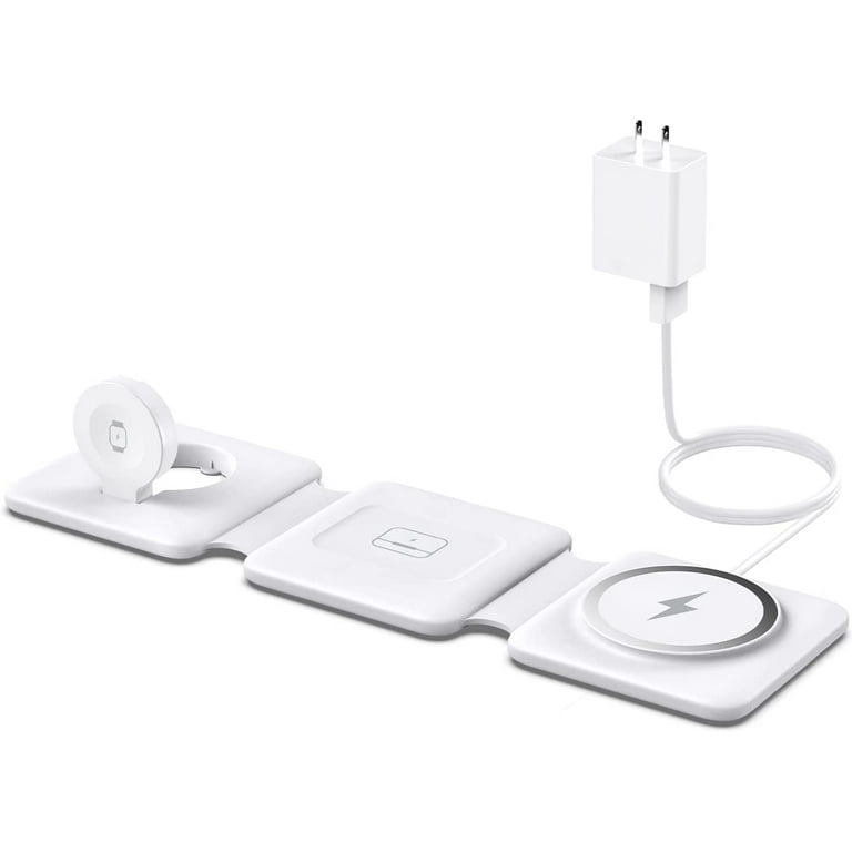 Magnetic Wireless Charger for iPhone: Fodable 3 in 1 Charging Station for  Apple Multiple Devices - Travel Charging Pad Dock Compatible with iPhone 15